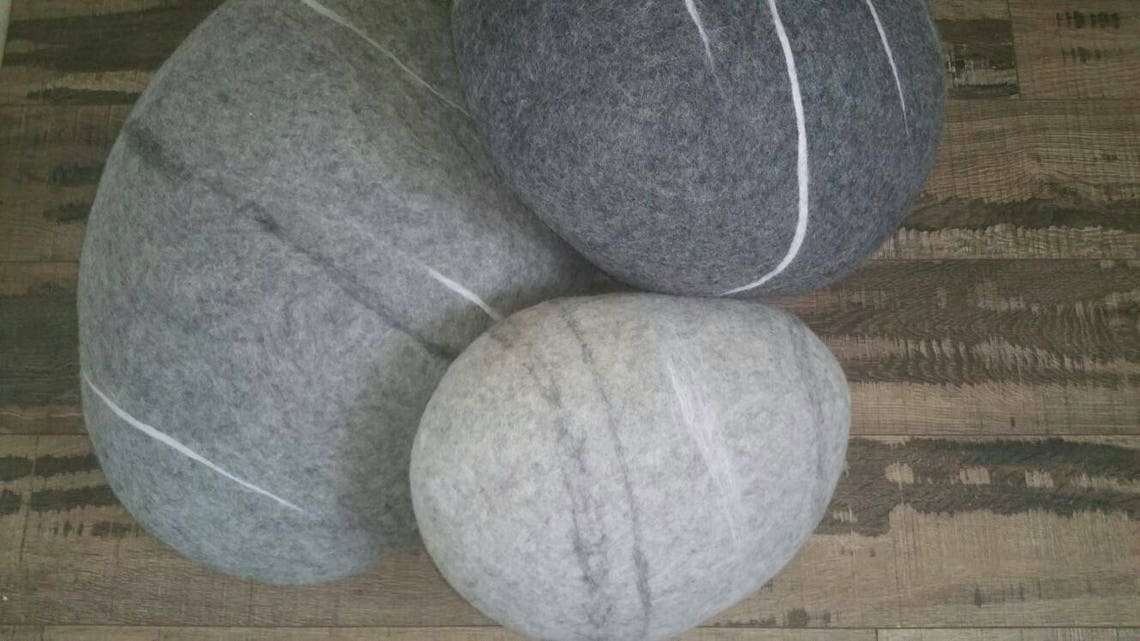 Piedra de lana de fieltro cojines de suelo almohadas de | Etsy