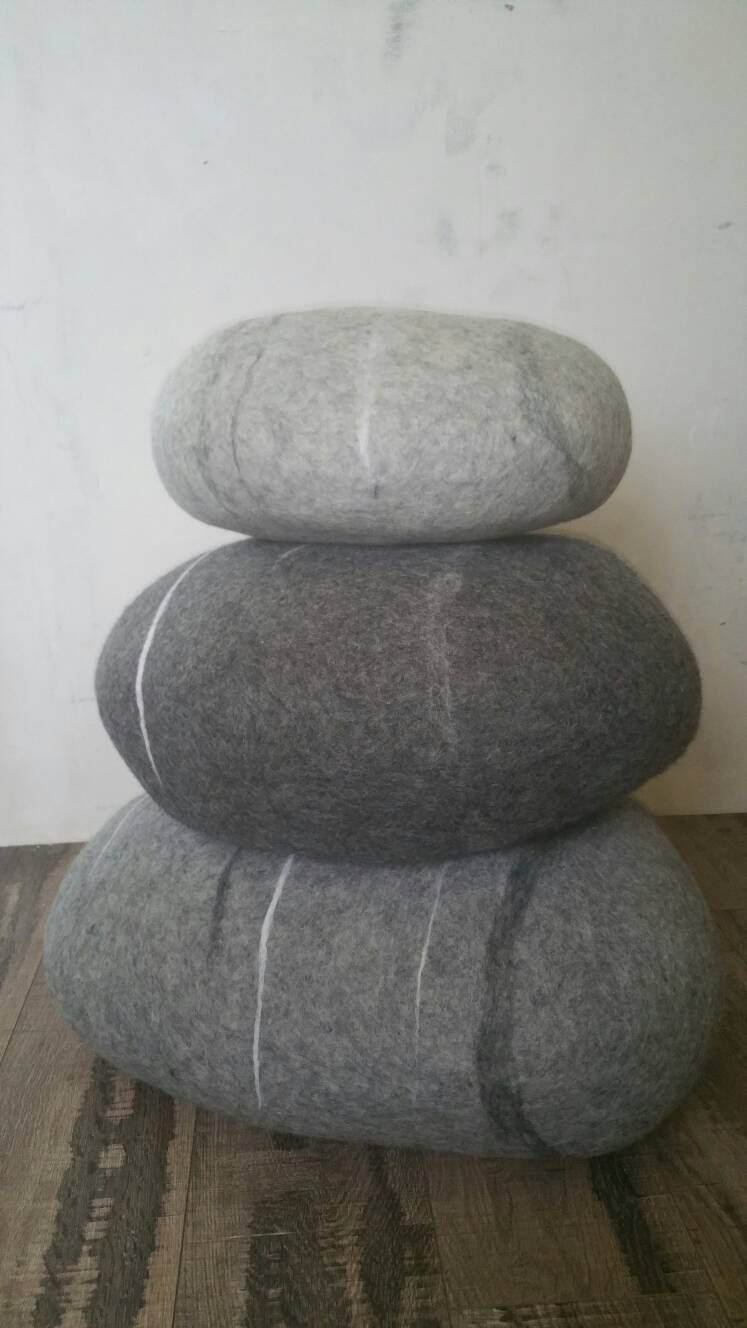 Piedra de lana de fieltro cojines de suelo almohadas de | Etsy