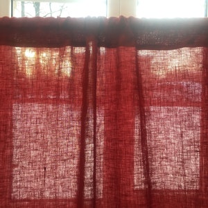 Red Linen Curtain Panel: Natural Stone Washed Drapes