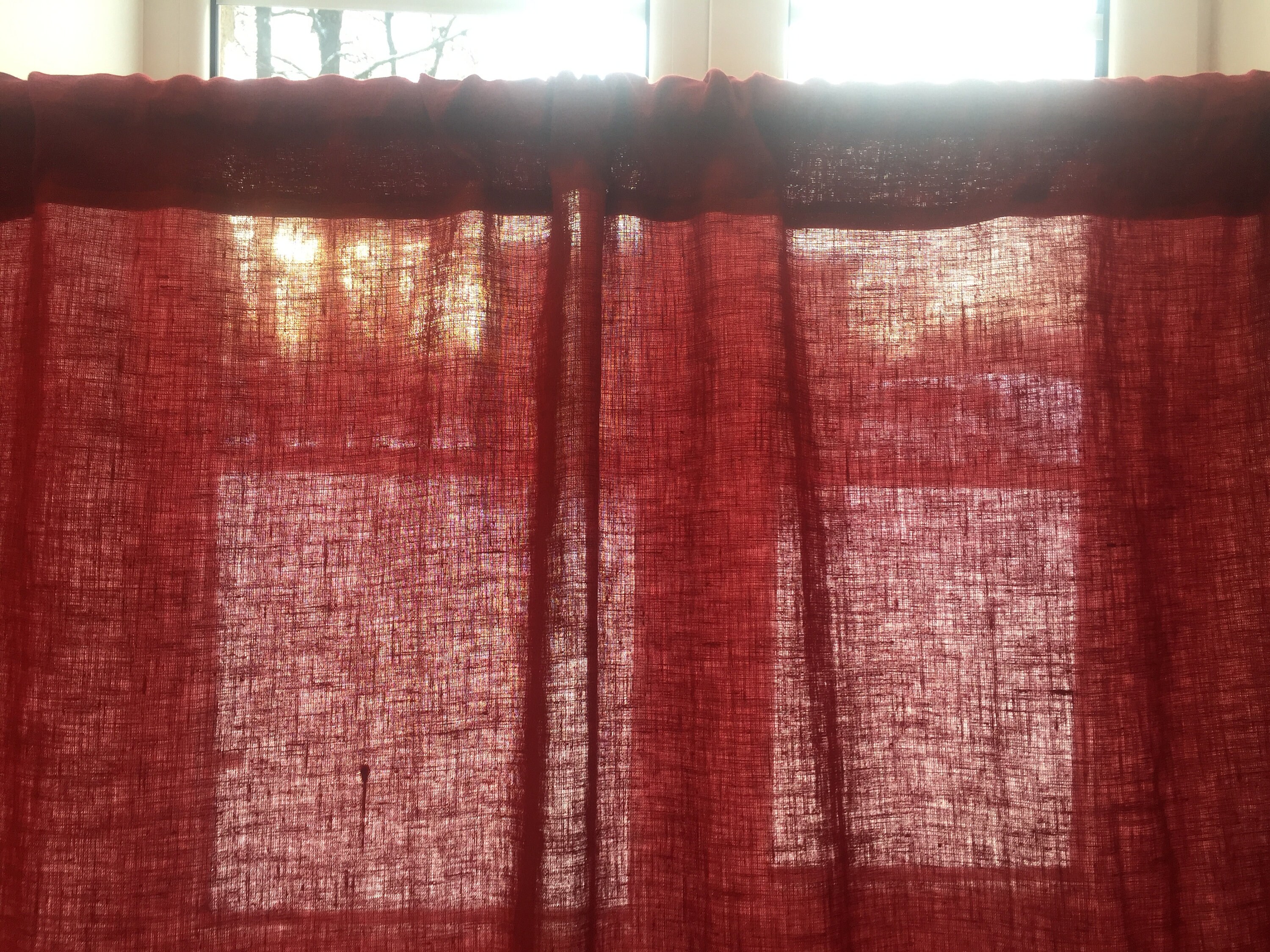 Red Linen curtains red Curtains Panels Natural linen Etsy