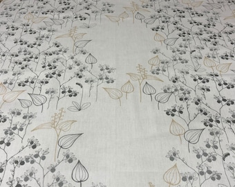 Floral Cotton Tablecloth: Scandinavian Design, Beige & Grey Flowers