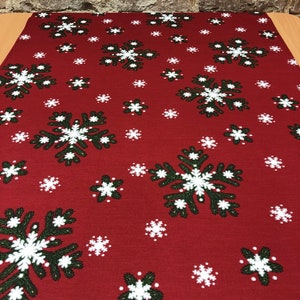 Red Christmas tablecloth with snowflakes, Christmas table runner, Christmas gift, Scandinavian design, red runner, snowflake tablecloth