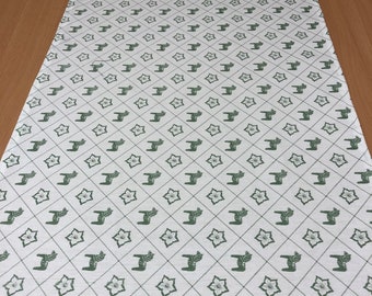 Swedish Dala Horse Table Runner: Scandinavian Green Print