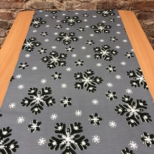 Grey Christmas Table Runner: Scandinavian Snowflake Design (22x52 Inches)
