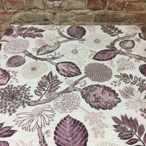 White Floral Linen Tablecloth: Burgundy Scandinavian Design