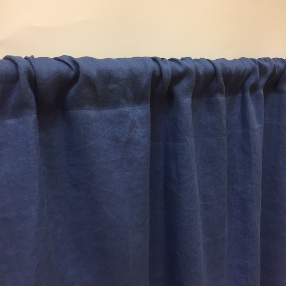 Dark Blue Curtain Panelslinen Valance Blue Linen Curtains Etsy