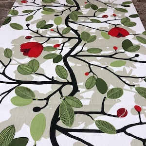 Magnolia Blossom Cotton Tablecloth: Scandinavian Floral Design (25x57 Inches)