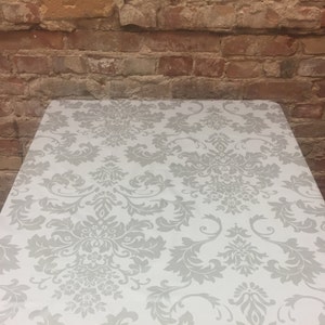 Light Grey Cotton Tablecloth: Silver Decor Prints, Elegant Dining