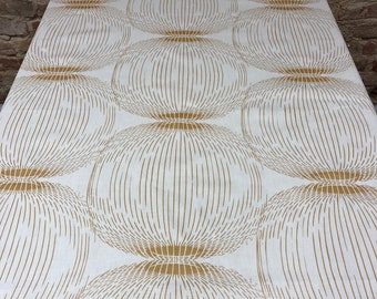 White cotton tablecloth with gold striped round, geometric tablecloth, Scandinavian design, Christmas table, rectangle tablecloth