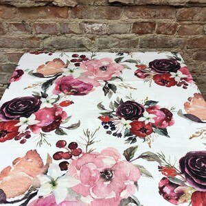 Rosehips Print Tablecloth: Scandinavian Floral Cotton Table Cover
