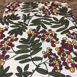 Rowan Berry Tablecloth: Scandinavian Cotton Table Decor (25x57 Inches)