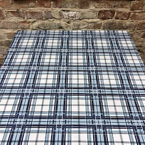 Blue Geometric Cotton Tablecloth - Scandinavian Modern Design