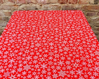 Christmas tablecloth, Red tablecloth with white snowflake, red tablecloth, rectangle tablecloth, Christmas gift, round tablecloth