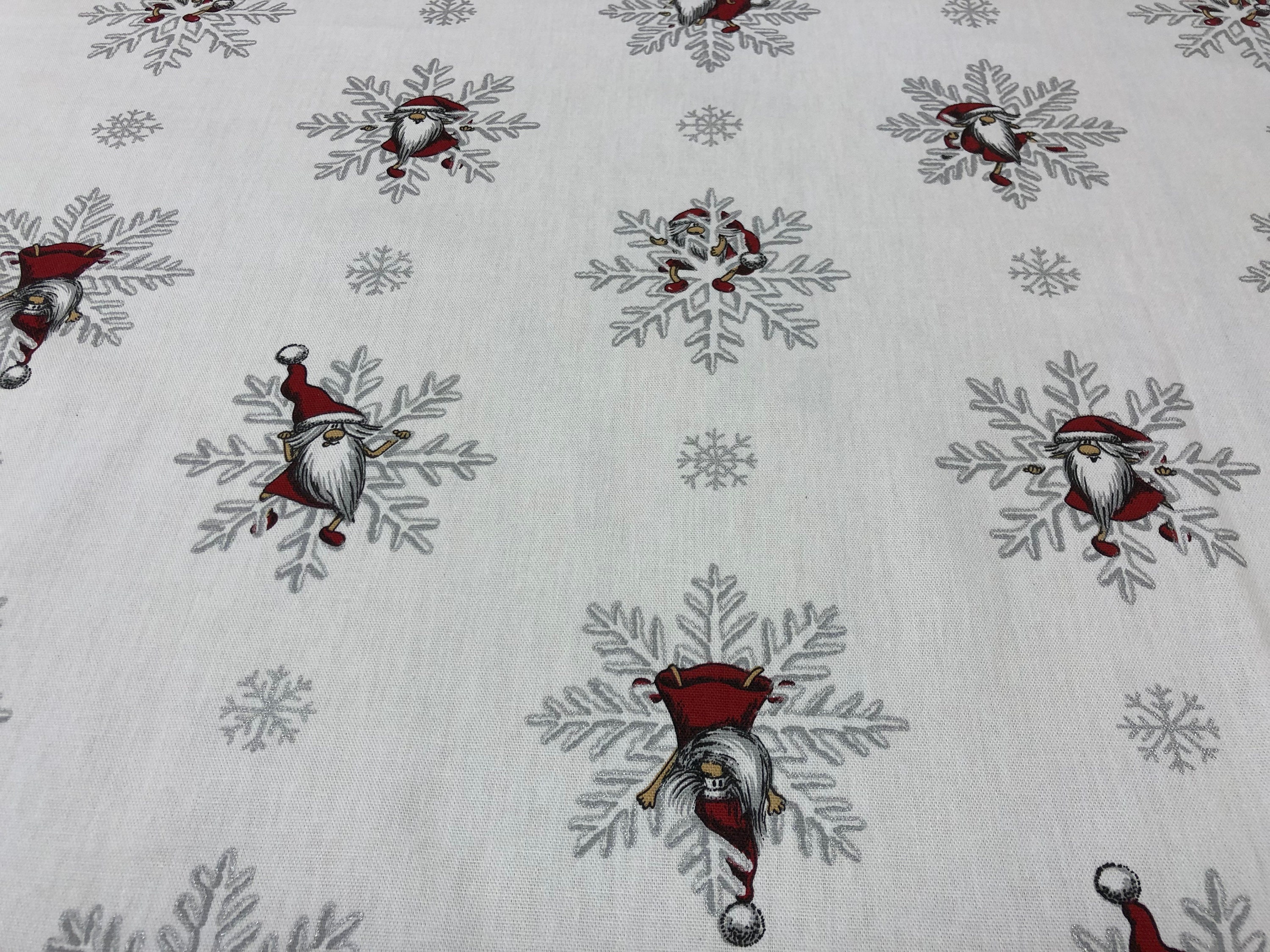 White Christmas Table Runner With Silver Snowflakes and Etsy