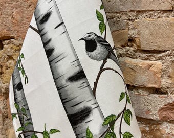 Linen Tea Towel: Bird Print, Scandinavian Kitchen Towel