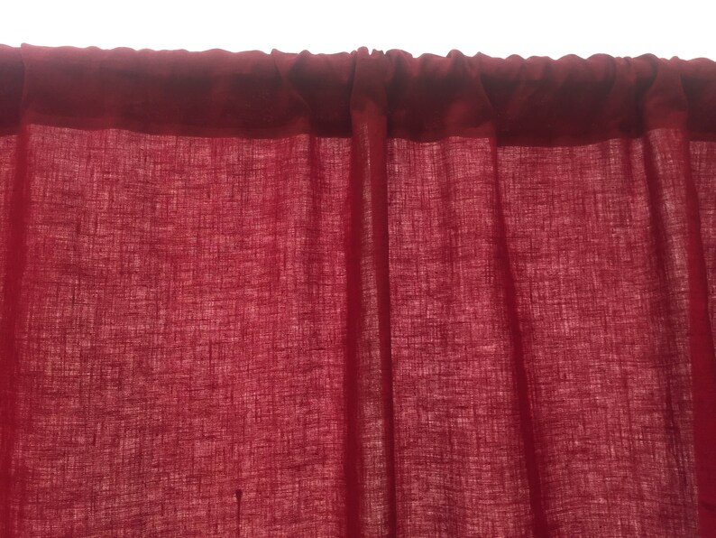 Red Linen curtains red Curtains Panels Natural linen Etsy