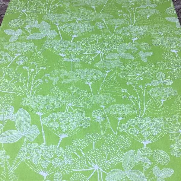 Mantel de algodón verde: diseño botánico escandinavo, camino de mesa