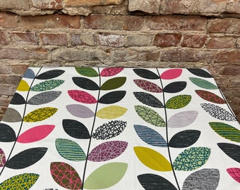 Tablecloth with colorful stylized striped leaves, Scandinavian design, great gift