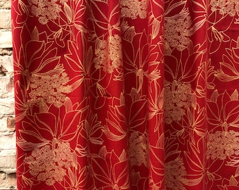 Red cotton curtains panel Red gold curtains Scandinavian design