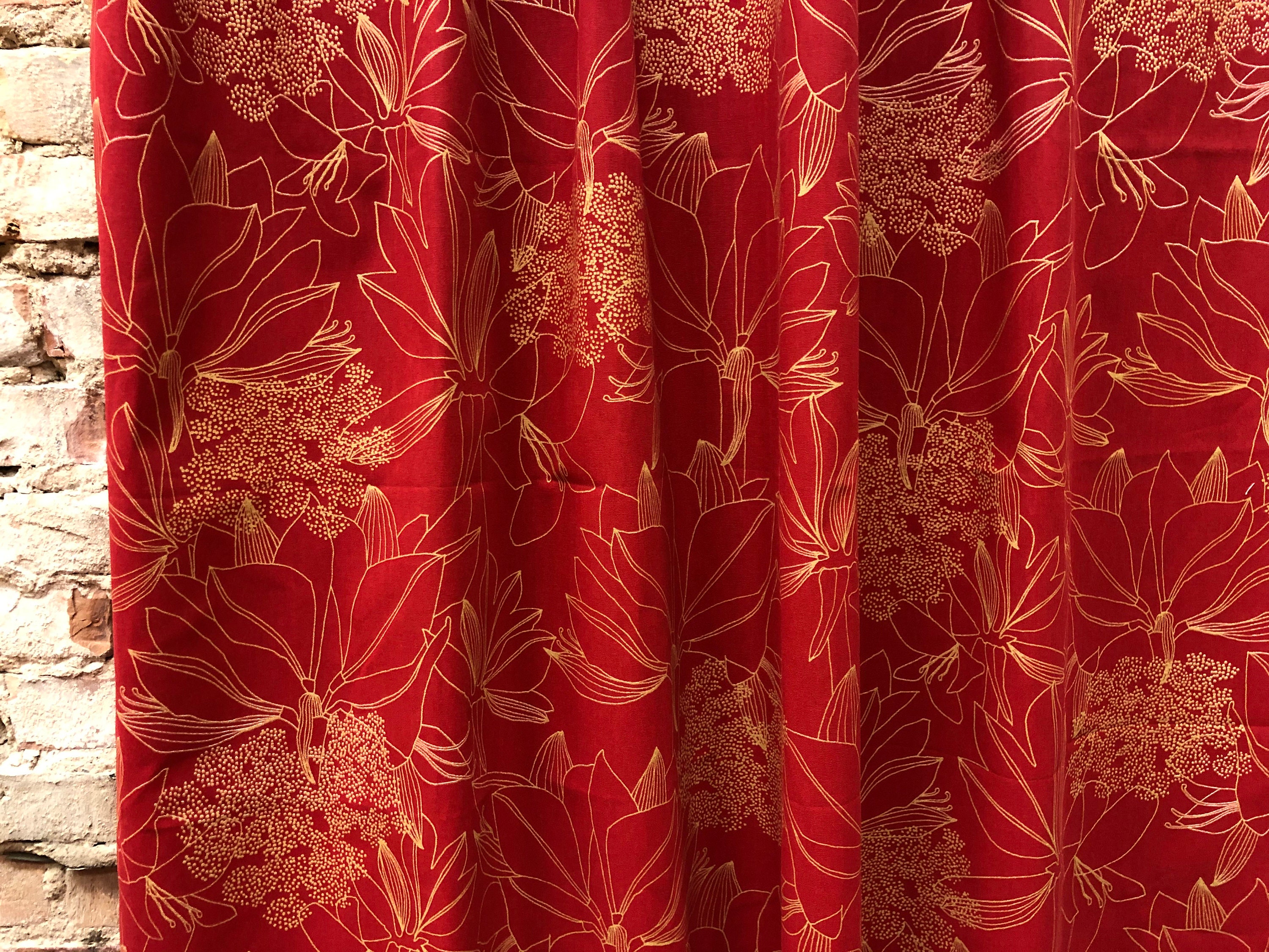Red and gold curtains discount
