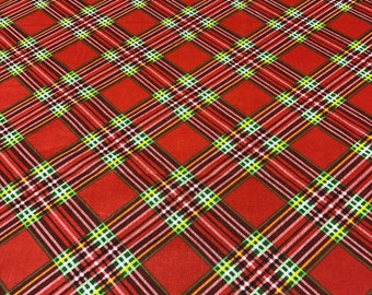 Tovaglia natalizia rettangolare lavabile in tartan verde tinto in filato per la decorazione delle feste, tavolo da pranzo (140 x 240 cm