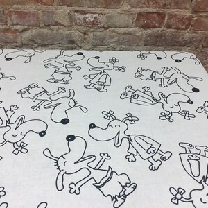 White Linen Tablecloth: Scandinavian Dog Print
