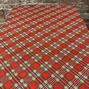 Red Tartan Plaid Christmas Tablecloth: Cotton Rectangle Table Decor