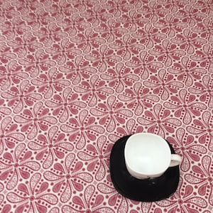 Red Floral Cotton Tablecloth: Swedish Christmas Design