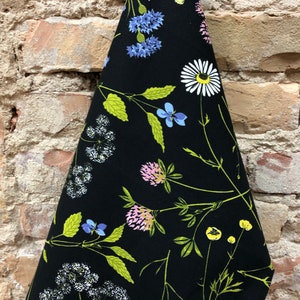 Floral Cotton Tea Towel: Black Meadow Flowers, Scandinavian Kitchen Towel
