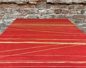 Tafelkleed rood met gouden strepen, moderne stijl, elegant tafelkleed, rood tafelkleed, geweldig cadeau, gestreept tafelkleed, rechthoekig tafelkleed