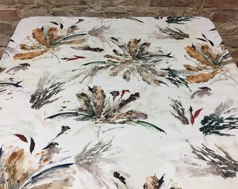 Floral Cotton Tablecloth: Modern Brush Stroke Feather Print