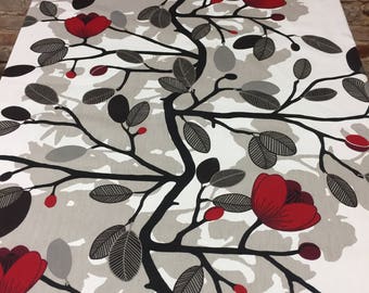Cotton tablecloth  Magnolia Blossom Tablecloth elegant red floral tablecloth table decoration Scandinavian design GREAT GIFT