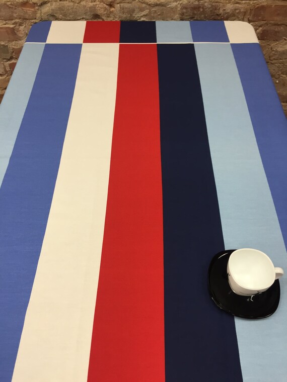 Tablecloth Striped Red White Blue Striped Table Decor Cotton Etsy