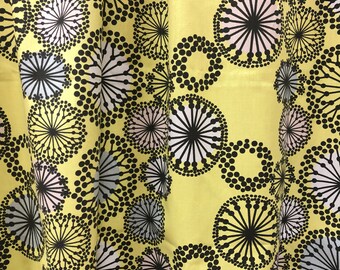 Yellow Cotton Curtain Panel: Scandinavian Floral Valance