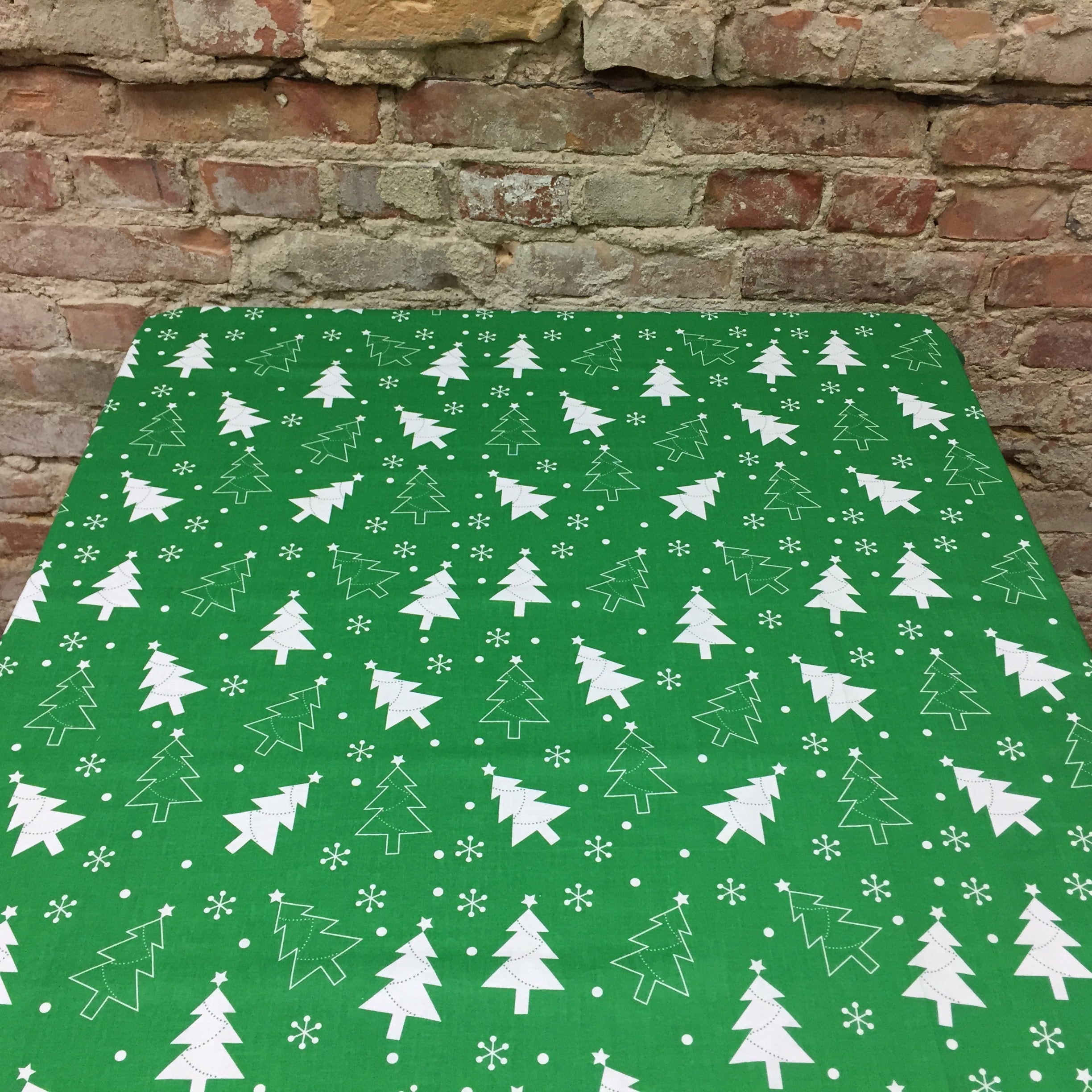 Christmas tablecloth Green cotton tablecloth with white Etsy