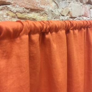 Orange Leinen Vorhang Panel: Stone Wash Leinen Drapieren
