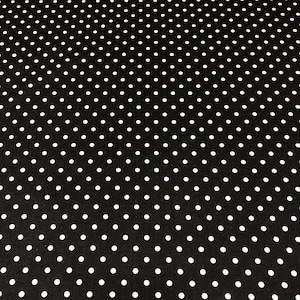 Black cotton dotted tablecloth, black with white, black with white dots, black polka dot tablecloth, polka dot table cloth,