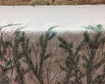 Christmas tablecloth light grey with branch branches tablecloth juniper branches with berries Scandinavian design, Christmas gift, rectangle