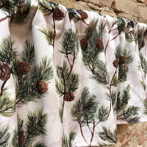Pine Branch Cotton Curtain Valance: Elegant Scandinavian Design