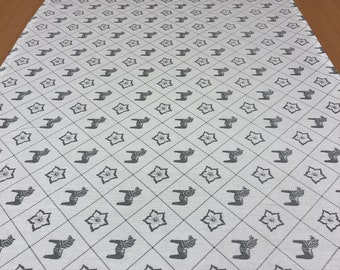 Swedish Dala Horse Table Runner: Scandinavian Cotton Fabric