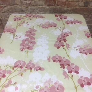 Tablecloth light green with pink white orchid flowers,  Floral tablecloth,  Scandinavian design, GIFT, Christmas gift
