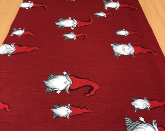 Red Christmas Table Runner: Scandinavian Gnomes Design