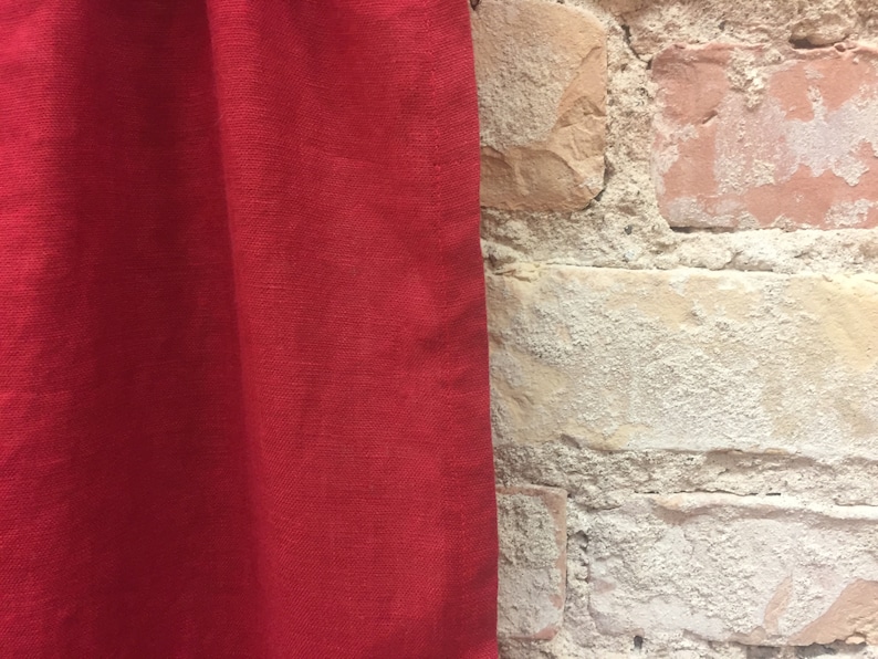 Red Linen Curtains Red Curtains Panels Natural Linen Etsy