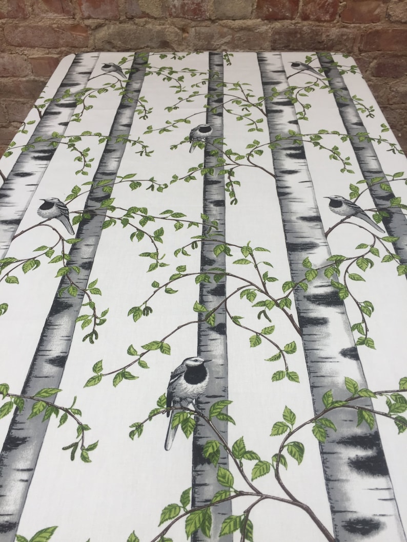 Tablecloth or Table Runner White Birds Birches Grove Etsy