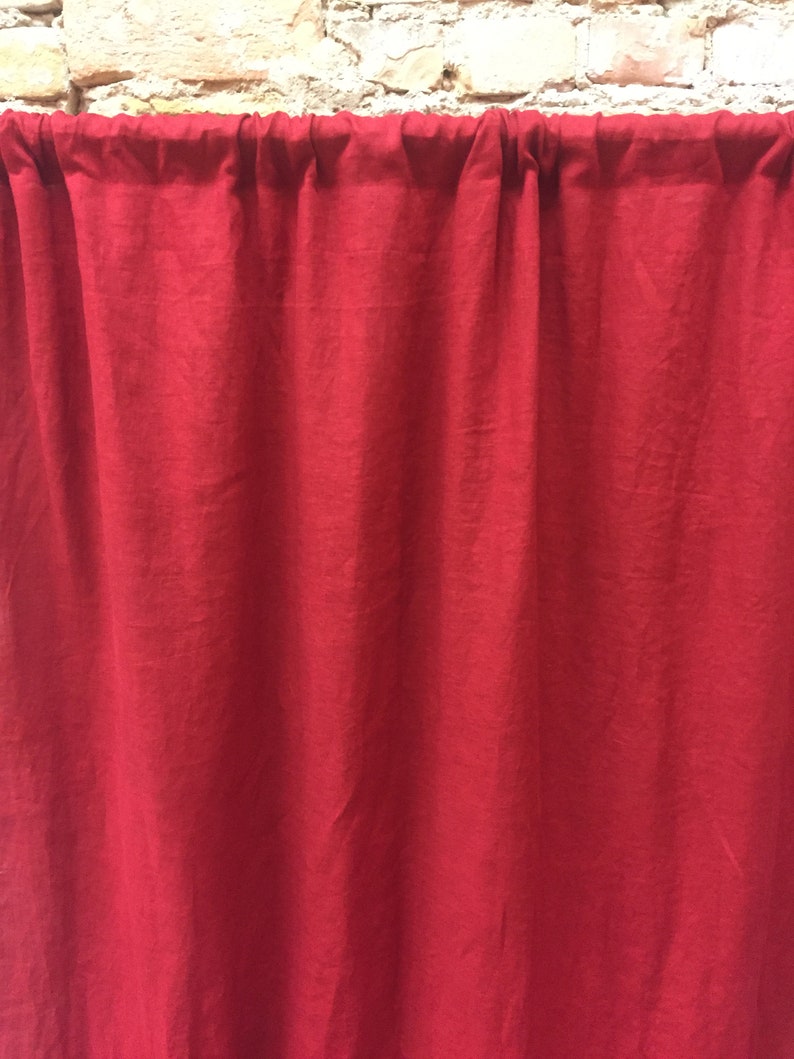 Red Linen curtains red Curtains Panels Natural linen Etsy