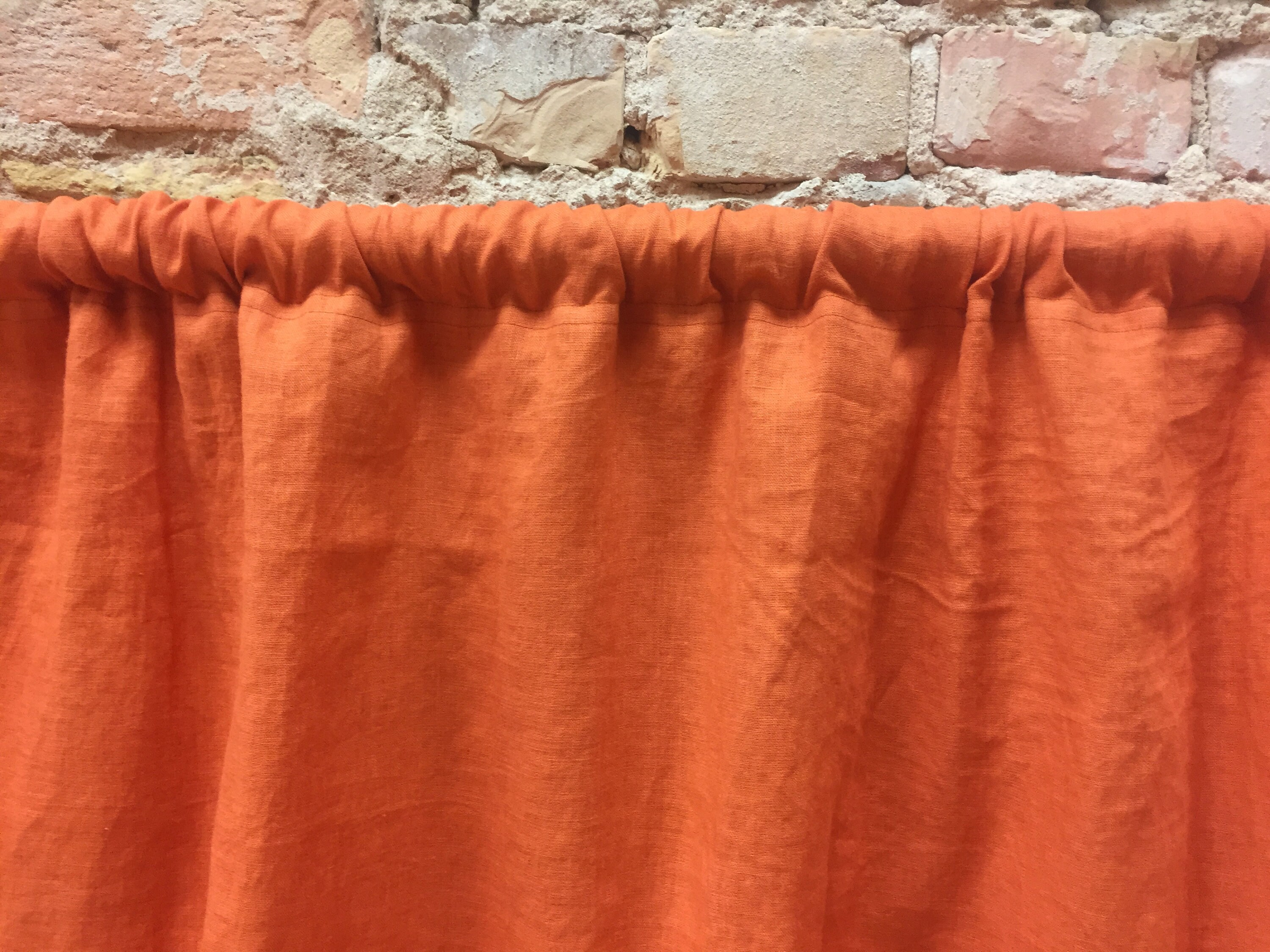 Orange linen curtain stone wash linen curtains panel | Etsy