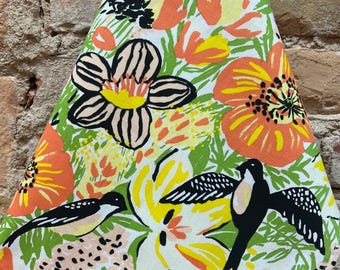 Bird Print Linen Tea Towel: Scandinavian Kitchen Decor