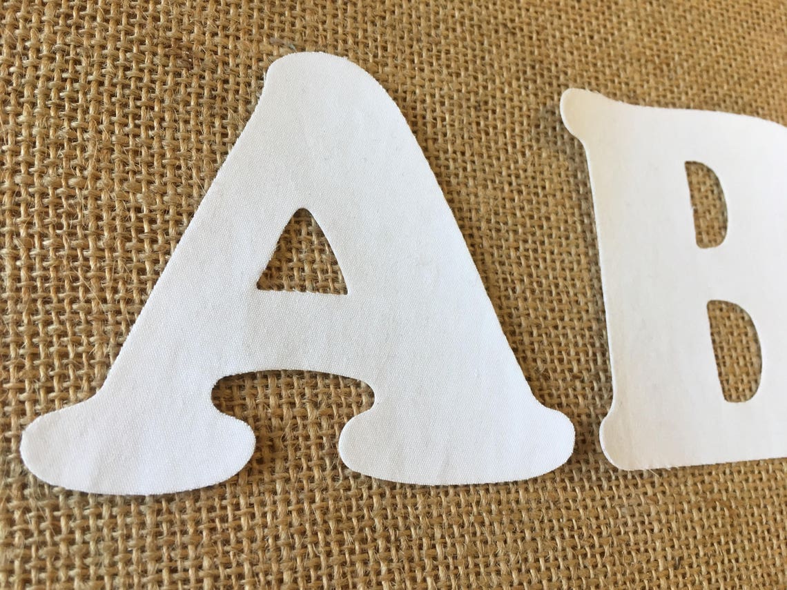 White Fabric Iron on Letters appliqué | Etsy
