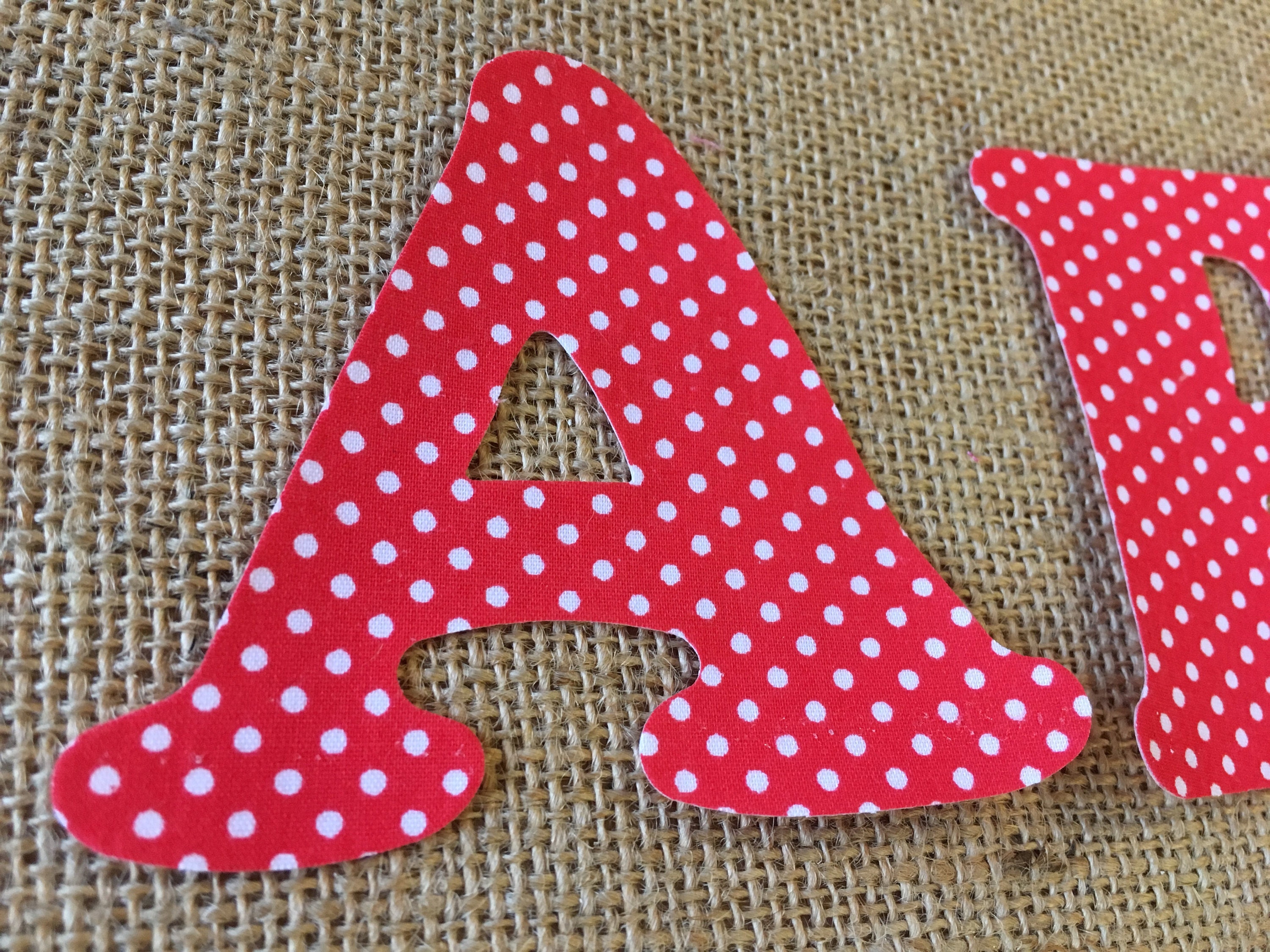 Red Polka Dot Fabric Iron on Letters appliqu?? Etsy