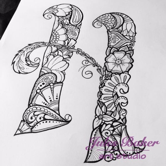 Download Digital Coloring Page Letter H From Letter Etsy